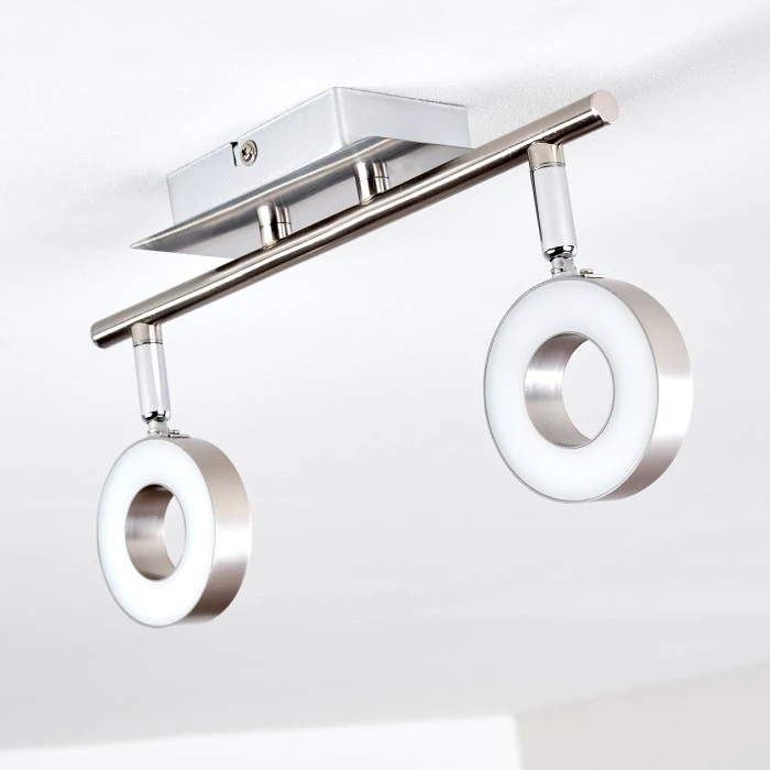 Hofstein Russell Deckenspot LED Nickel-Matt, Chrom, 2-flammig 21 Hofstein Russell Deckenspot LED Nickel-Matt, Chrom, 2-flammig – Bild 21