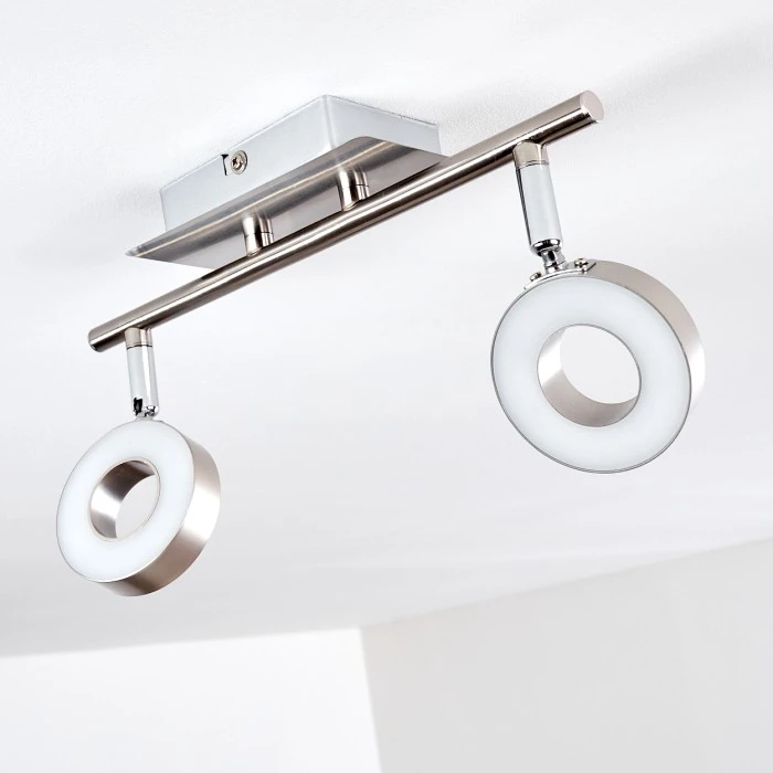 Hofstein Russell Deckenspot LED Nickel-Matt, Chrom, 2-flammig 23 Hofstein Russell Deckenspot LED Nickel-Matt, Chrom, 2-flammig – Bild 23