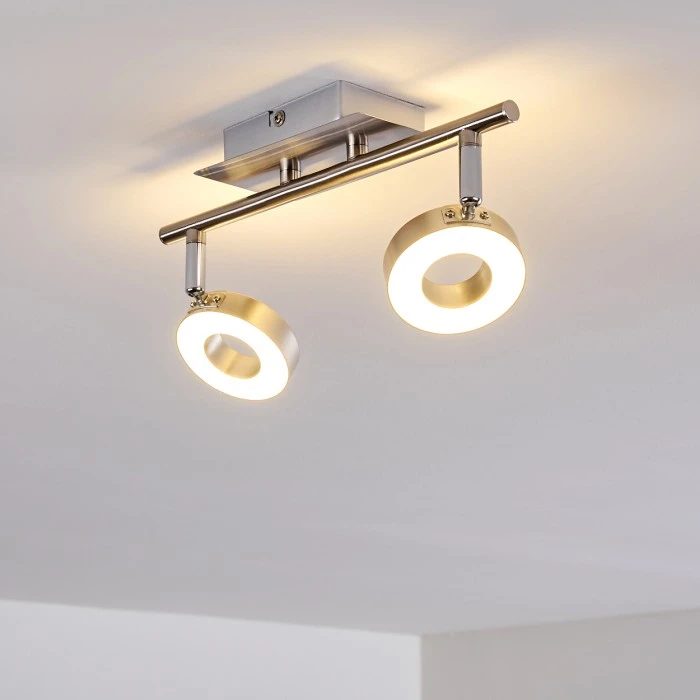 Hofstein Russell Deckenspot LED Nickel-Matt, Chrom, 2-flammig 7 Hofstein Russell Deckenspot LED Nickel-Matt, Chrom, 2-flammig – Bild 7