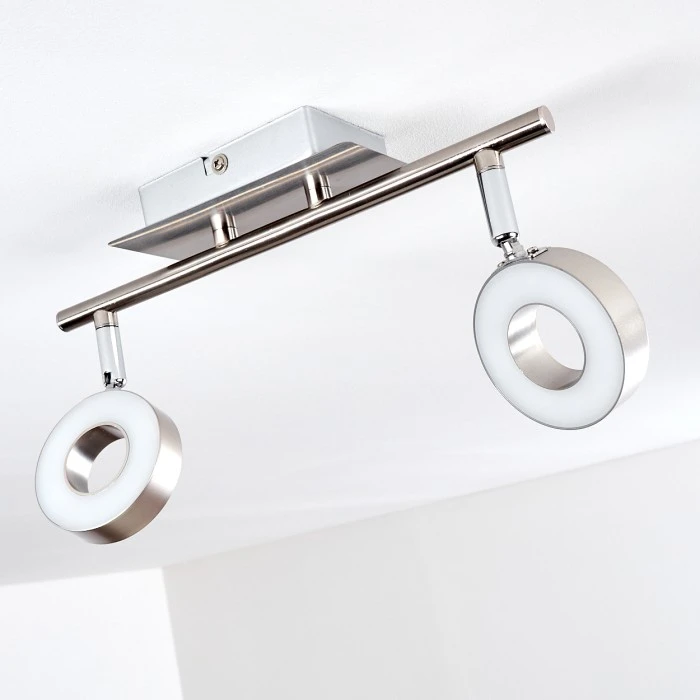 Hofstein Russell Deckenspot LED Nickel-Matt, Chrom, 2-flammig 9 Hofstein Russell Deckenspot LED Nickel-Matt, Chrom, 2-flammig – Bild 9