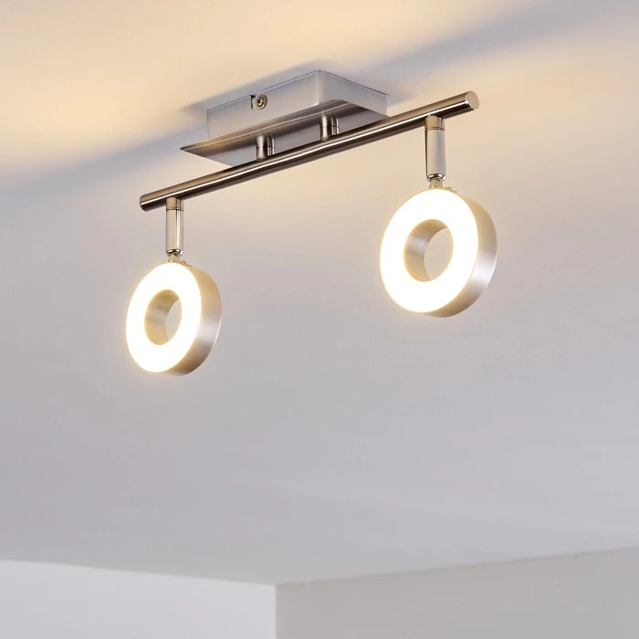 Hofstein Russell Deckenspot LED Nickel-Matt, Chrom, 2-flammig 10 Hofstein Russell Deckenspot LED Nickel-Matt, Chrom, 2-flammig – Bild 10