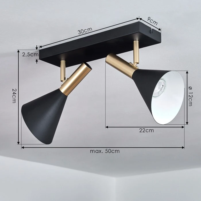 Hofstein Saboria Deckenleuchte LED Schwarz, 2-flammig 4 Hofstein Saboria Deckenleuchte LED Schwarz, 2-flammig – Bild 4