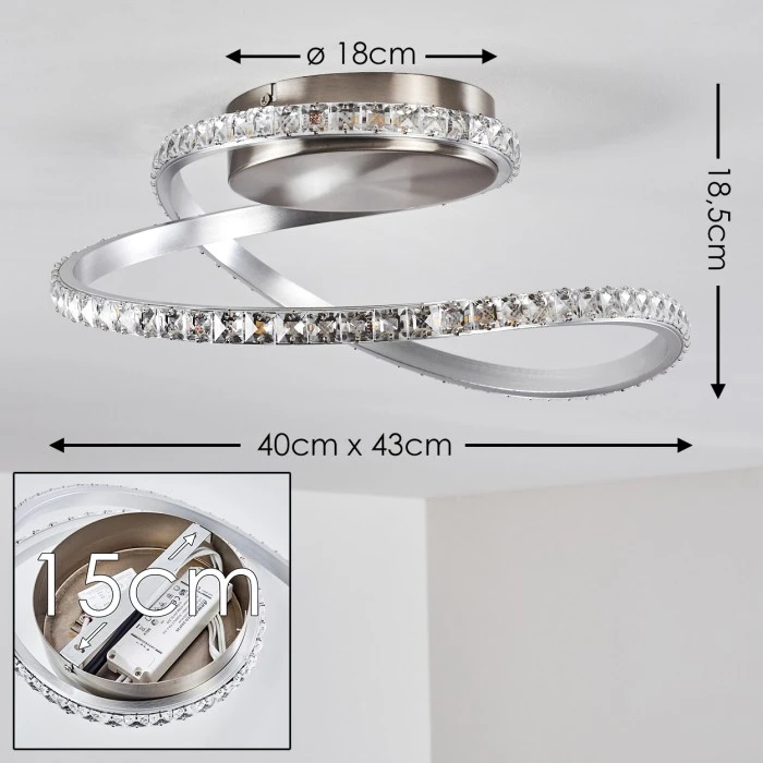 Hofstein Saginaw Deckenleuchte LED Nickel-Matt, 1-flammig, Fernbedienung, Farbwechsler 2 Hofstein Saginaw Deckenleuchte LED Nickel-Matt, 1-flammig, Fernbedienung, Farbwechsler – Bild 2