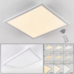 Hofstein Salmi Deckenpanel LED Aluminium, Weiß, 1-flammig, Fernbedienung
