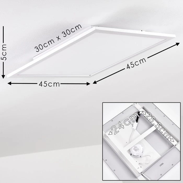 Hofstein Salmi Deckenpanel LED Aluminium, Weiß, 1-flammig, Fernbedienung 2 Hofstein Salmi Deckenpanel LED Aluminium, Weiß, 1-flammig, Fernbedienung – Bild 2