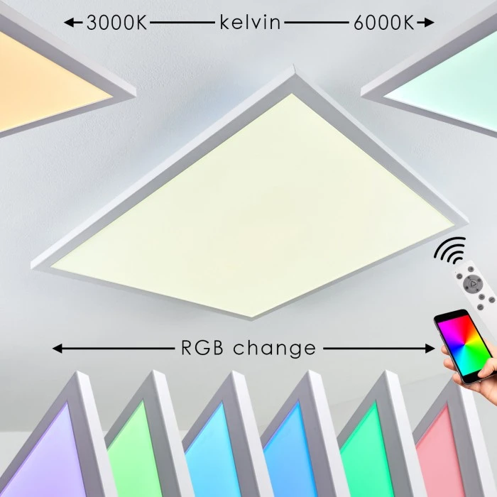 Hofstein Salmi Deckenpanel LED Weiß, 1-flammig, Fernbedienung, Farbwechsler 1 Hofstein Salmi Deckenpanel LED Weiß, 1-flammig, Fernbedienung, Farbwechsler