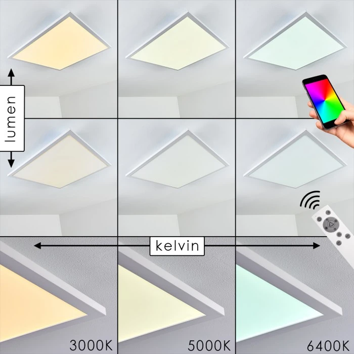 Hofstein Salmi Deckenpanel LED Weiß, 1-flammig, Fernbedienung, Farbwechsler 7 Hofstein Salmi Deckenpanel LED Weiß, 1-flammig, Fernbedienung, Farbwechsler – Bild 7