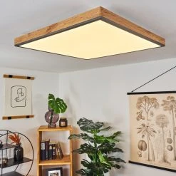 Hofstein Salmi Deckenpanel LED Schwarz, Weiß, Holzoptik, 1-flammig