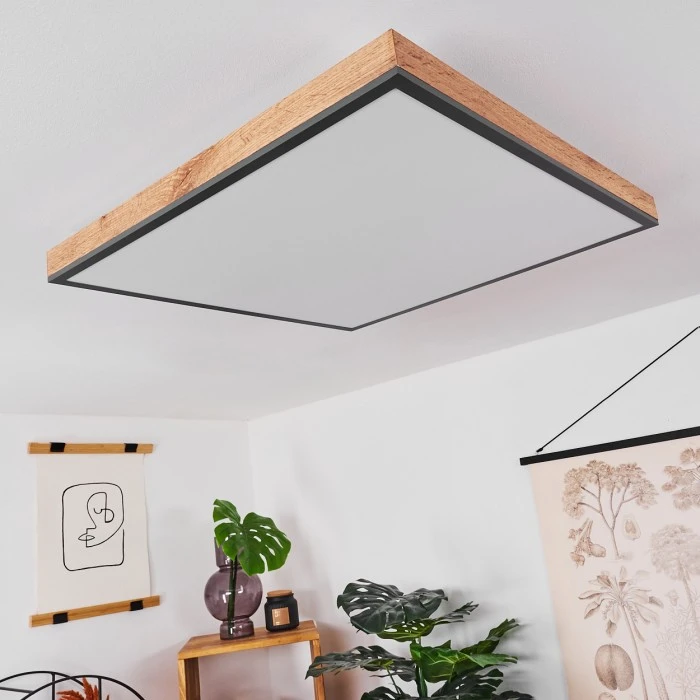 Hofstein Salmi Deckenpanel LED Schwarz, Weiß, Holzoptik, 1-flammig 2 Hofstein Salmi Deckenpanel LED Schwarz, Weiß, Holzoptik, 1-flammig – Bild 2