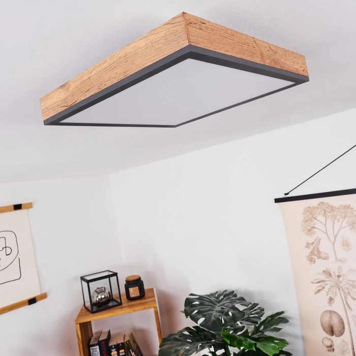 Hofstein Salmi Deckenpanel LED Schwarz, Weiß, Holzoptik, 1-flammig 2 Hofstein Salmi Deckenpanel LED Schwarz, Weiß, Holzoptik, 1-flammig – Bild 2