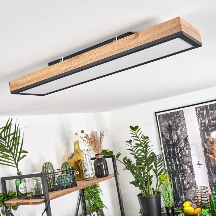 Hofstein Salmi Deckenpanel LED Schwarz, Weiß, Holzoptik, 1-flammig 2 Hofstein Salmi Deckenpanel LED Schwarz, Weiß, Holzoptik, 1-flammig – Bild 2