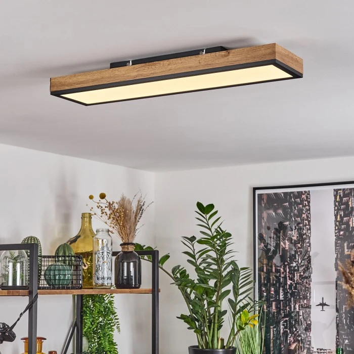 Hofstein Salmi Deckenpanel LED Schwarz, Weiß, Holzoptik, 1-flammig 7 Hofstein Salmi Deckenpanel LED Schwarz, Weiß, Holzoptik, 1-flammig – Bild 7