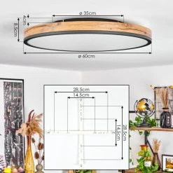 Hofstein Salmi Deckenpanel LED Schwarz, Anthrazit, Braun, Holzoptik, 1-flammig, Fernbedienung -LED Leuchten Verkäufe 2022 salmi deckenpanel h3581940 3