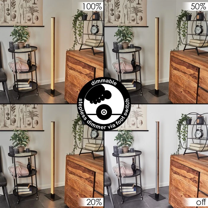 Hofstein Salmi Stehleuchte LED Schwarz, Holzoptik, 1-flammig 2 Hofstein Salmi Stehleuchte LED Schwarz, Holzoptik, 1-flammig – Bild 2