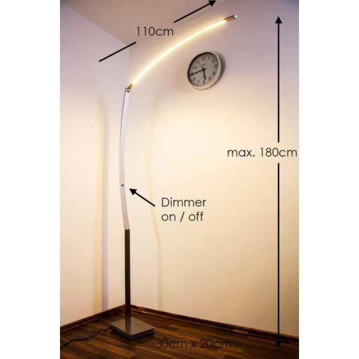Hofstein Santa Marta Stehleuchte LED Nickel-Matt, Chrom, 1-flammig 2 Hofstein Santa Marta Stehleuchte LED Nickel-Matt, Chrom, 1-flammig – Bild 2