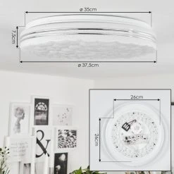 Hofstein Savardeix Deckenleuchte LED Chrom, Weiß, 1-flammig, Fernbedienung, Farbwechsler -LED Leuchten Verkäufe 2022 savardeix deckenleuchte h3654453 3