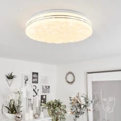 Hofstein Savardeix Deckenleuchte LED Chrom, Weiß, 1-flammig, Fernbedienung, Farbwechsler -LED Leuchten Verkäufe 2022 savardeix deckenleuchte h3654453 8