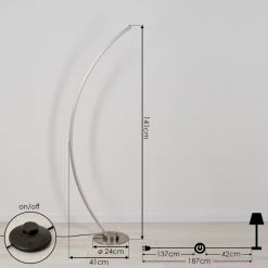 Hofstein Scar RGB Bogenlampe LED Nickel-Matt, 1-flammig, Fernbedienung, Farbwechsler -LED Leuchten Verkäufe 2022 scar rgb bogenlampe h3266052 do4 3