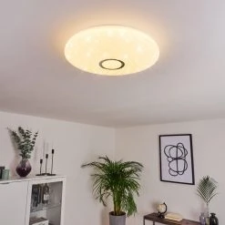 Hofstein Seabrook Deckenleuchte LED Wei&szlig;, Glitzereffekt, 2-flammig, Fernbedienung, Farbwechsler -LED Leuchten Verkäufe 2022 seabrook deckenleuchte h3419014 6