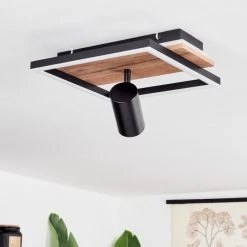 Hofstein Sequeira Deckenleuchte LED Schwarz, Holz hell, Holzoptik, 2-flammig -LED Leuchten Verkäufe 2022 sequeira deckenleuchte h3584767 4