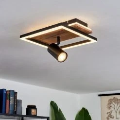 Hofstein Sequeira Deckenleuchte LED Schwarz, Holz hell, Holzoptik, 2-flammig -LED Leuchten Verkäufe 2022 sequeira deckenleuchte h3584767 6