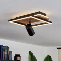 Hofstein Sequeira Deckenleuchte LED Schwarz, Holz hell, Holzoptik, 2-flammig -LED Leuchten Verkäufe 2022 sequeira deckenleuchte h3584767 8