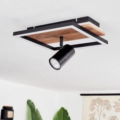 Hofstein Sequeira Deckenleuchte LED Schwarz, Holz hell, Holzoptik, 2-flammig -LED Leuchten Verkäufe 2022 sequeira deckenleuchte h3584767 9