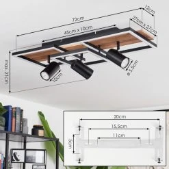 Hofstein Sequeira Deckenleuchte LED Schwarz, Holz hell, Holzoptik, 4-flammig -LED Leuchten Verkäufe 2022 sequeira deckenleuchte h3584781 3