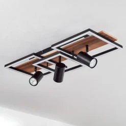 Hofstein Sequeira Deckenleuchte LED Schwarz, Holz hell, Holzoptik, 4-flammig -LED Leuchten Verkäufe 2022 sequeira deckenleuchte h3584781 7