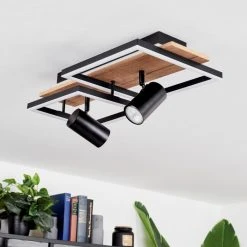 Hofstein Sequeira Deckenleuchte LED Schwarz, Holz hell, Holzoptik, 3-flammig -LED Leuchten Verkäufe 2022 sequeira deckenleuchte h3584828 4