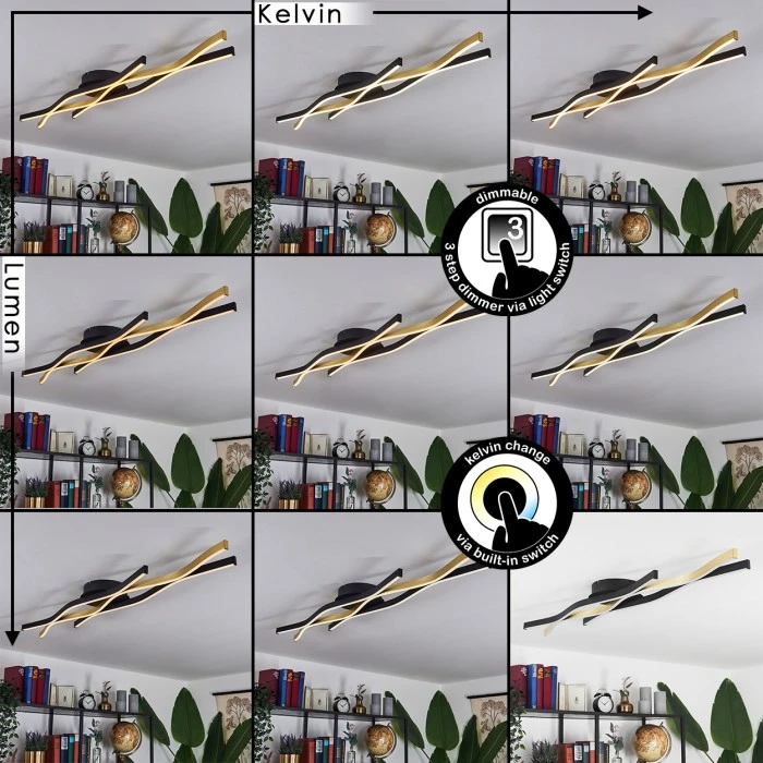 Hofstein Serlande Deckenleuchte LED Schwarz, Gold, 1-flammig 2 Hofstein Serlande Deckenleuchte LED Schwarz, Gold, 1-flammig – Bild 2