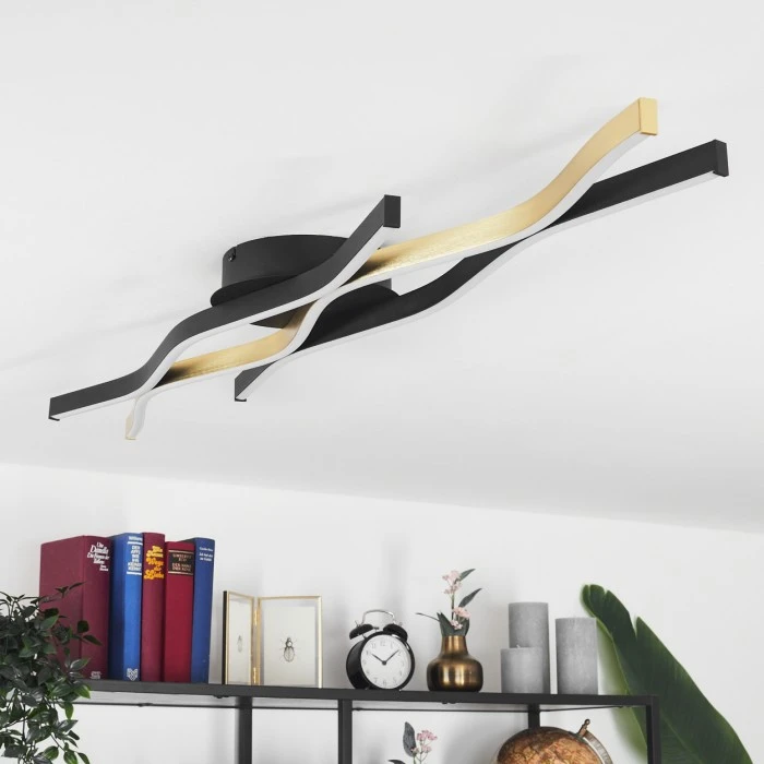 Hofstein Serlande Deckenleuchte LED Schwarz, Gold, 1-flammig 5 Hofstein Serlande Deckenleuchte LED Schwarz, Gold, 1-flammig – Bild 5