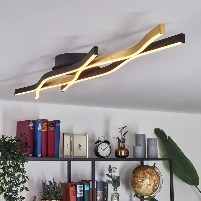 Hofstein Serlande Deckenleuchte LED Schwarz, Gold, 1-flammig 7 Hofstein Serlande Deckenleuchte LED Schwarz, Gold, 1-flammig – Bild 7