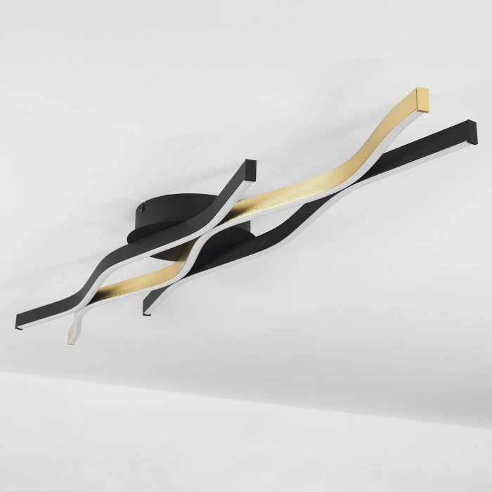 Hofstein Serlande Deckenleuchte LED Schwarz, Gold, 1-flammig 8 Hofstein Serlande Deckenleuchte LED Schwarz, Gold, 1-flammig – Bild 8