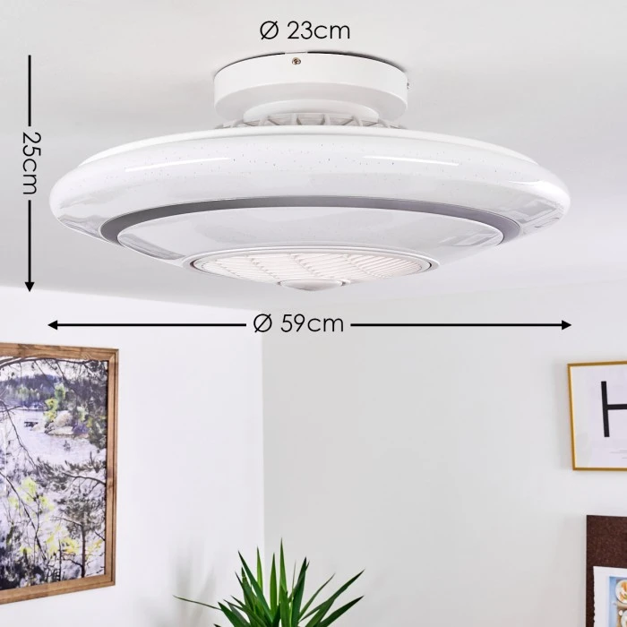 Hofstein Sitges Deckenventilator LED Weiß, 1-flammig, Fernbedienung 2 Hofstein Sitges Deckenventilator LED Weiß, 1-flammig, Fernbedienung – Bild 2