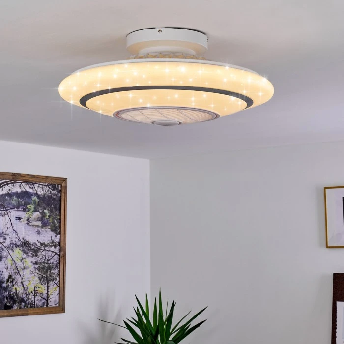 Hofstein Sitges Deckenventilator LED Weiß, 1-flammig, Fernbedienung 3 Hofstein Sitges Deckenventilator LED Weiß, 1-flammig, Fernbedienung – Bild 3