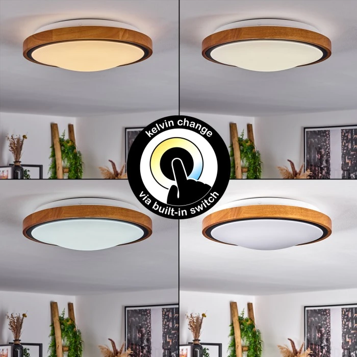 Hofstein Sobredo Deckenleuchte LED Schwarz, Weiß, Naturfarben, 1-flammig 2 Hofstein Sobredo Deckenleuchte LED Schwarz, Weiß, Naturfarben, 1-flammig – Bild 2