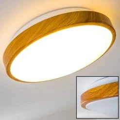 Hofstein Sora Wood Deckenlampe LED Weiß, Holz hell, 1-flammig