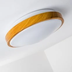 Hofstein Sora Wood Deckenlampe LED Wei&szlig;, Holz hell, 1-flammig -LED Leuchten Verkäufe 2022 sora wood deckenlampe h168449 3