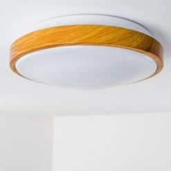 Hofstein Sora Wood Deckenlampe LED Wei&szlig;, Holz hell, 1-flammig -LED Leuchten Verkäufe 2022 sora wood deckenlampe h168449 5