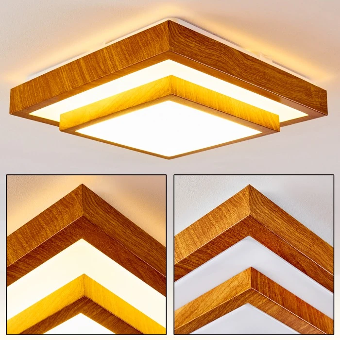 Hofstein Sora Wood Deckenleuchte LED Weiß, Holz hell, 1-flammig 1 Hofstein Sora Wood Deckenleuchte LED Weiß, Holz hell, 1-flammig