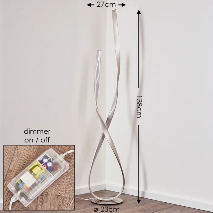 Hofstein Stehleuchte Medle LED Nickel-Matt, 1-flammig 2 Hofstein Stehleuchte Medle LED Nickel-Matt, 1-flammig – Bild 2