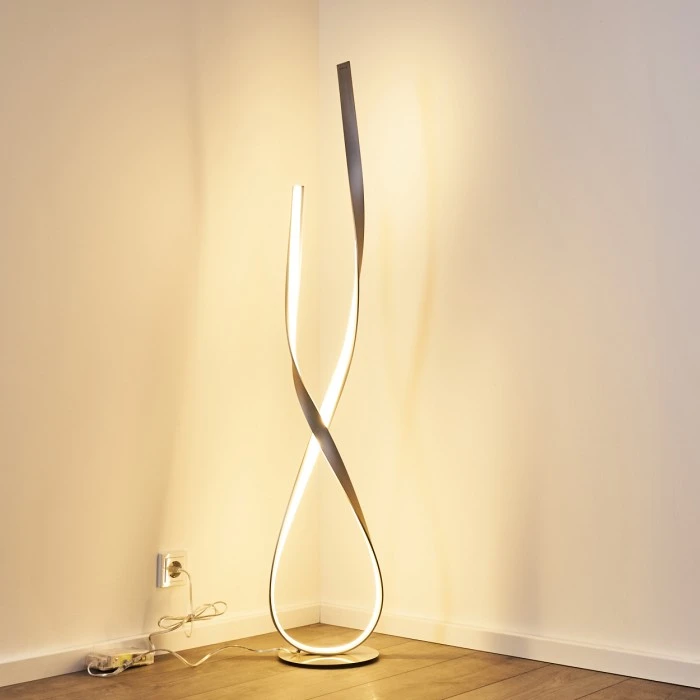 Hofstein Stehleuchte Medle LED Nickel-Matt, 1-flammig 3 Hofstein Stehleuchte Medle LED Nickel-Matt, 1-flammig – Bild 3