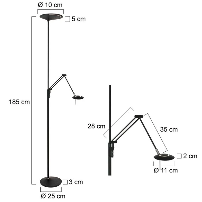Steinhauer Zodiac Deckenfluter LED Schwarz, 2-flammig 11 Steinhauer Zodiac Deckenfluter LED Schwarz, 2-flammig – Bild 11