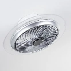 Hofstein Tamworth Deckenventilator LED Silber, Transparent, Klar, 1-flammig, Fernbedienung -LED Leuchten Verkäufe 2022 tamworth deckenventilator h3372036 4
