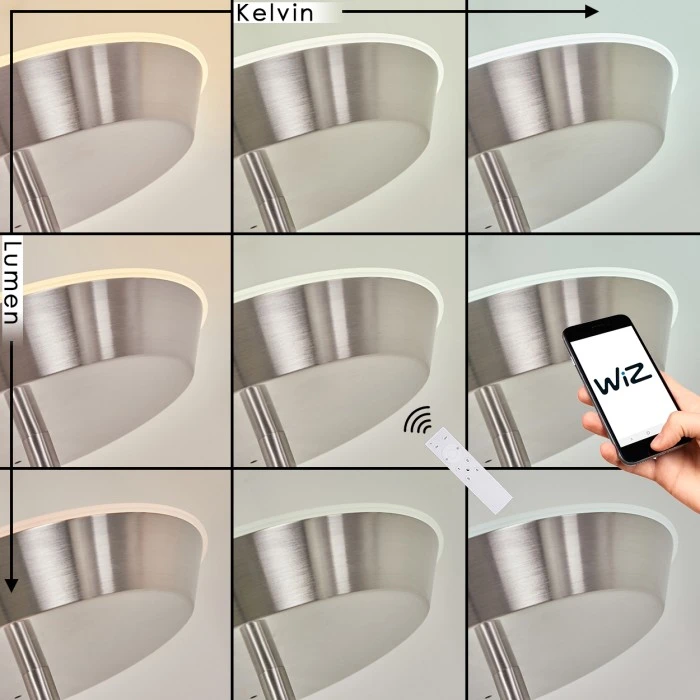 Hofstein Theron Deckenfluter LED Nickel-Matt, 1-flammig, Fernbedienung 2 Hofstein Theron Deckenfluter LED Nickel-Matt, 1-flammig, Fernbedienung – Bild 2