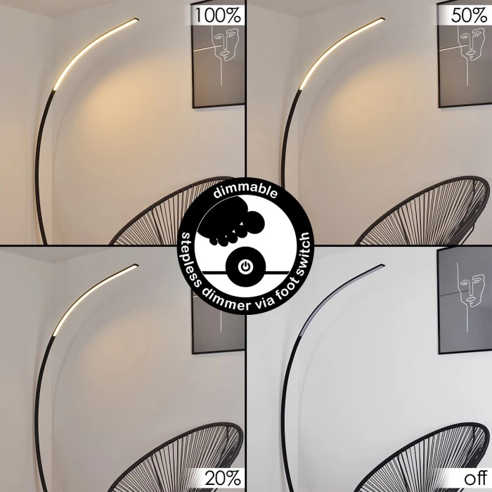 Hofstein Tobillos Stehleuchte LED Schwarz, 1-flammig 2 Hofstein Tobillos Stehleuchte LED Schwarz, 1-flammig – Bild 2