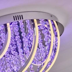 Hofstein Toirano Deckenleuchte LED Chrom, Silber, Weiß, Glitzereffekt, 2-flammig, Fernbedienung, Farbwechsler -LED Leuchten Verkäufe 2022 toirano deckenleuchte h3427316 12