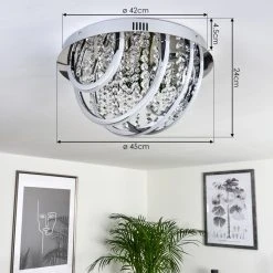Hofstein Toirano Deckenleuchte LED Chrom, Silber, Weiß, Glitzereffekt, 2-flammig, Fernbedienung, Farbwechsler -LED Leuchten Verkäufe 2022 toirano deckenleuchte h3427316 3