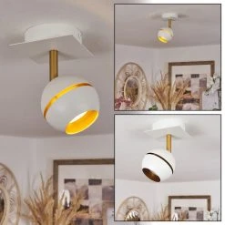 Hofstein Tome Deckenleuchte LED Messing, Weiß, 1-flammig